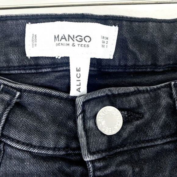 MANGO Alice Slim Fit Charcoal Skinny Jeans Size 2 Pants Black Mid Rise - Picture 6 of 6